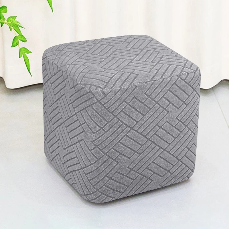 Jacquard Ottoman Cover Stretch Square Footrest Cover Anti-dirty Durable All Inclusive Stool Covers for Home Living Room