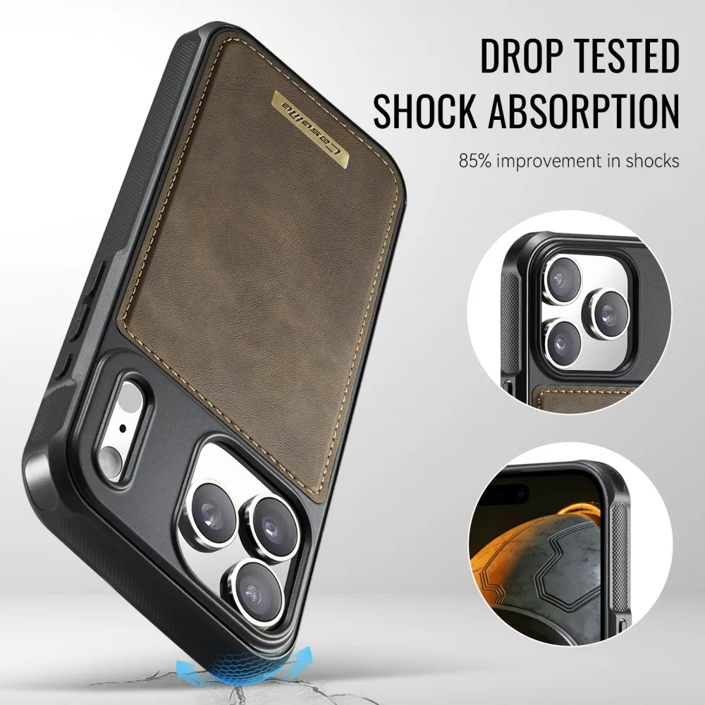 Caseme For Iphone 17 Pro Max 16 Plus 16E 17E 15 14 13 Pro Max Luxury Phone Case Magsafe Magnetic Leather Shockproof Back Cover
