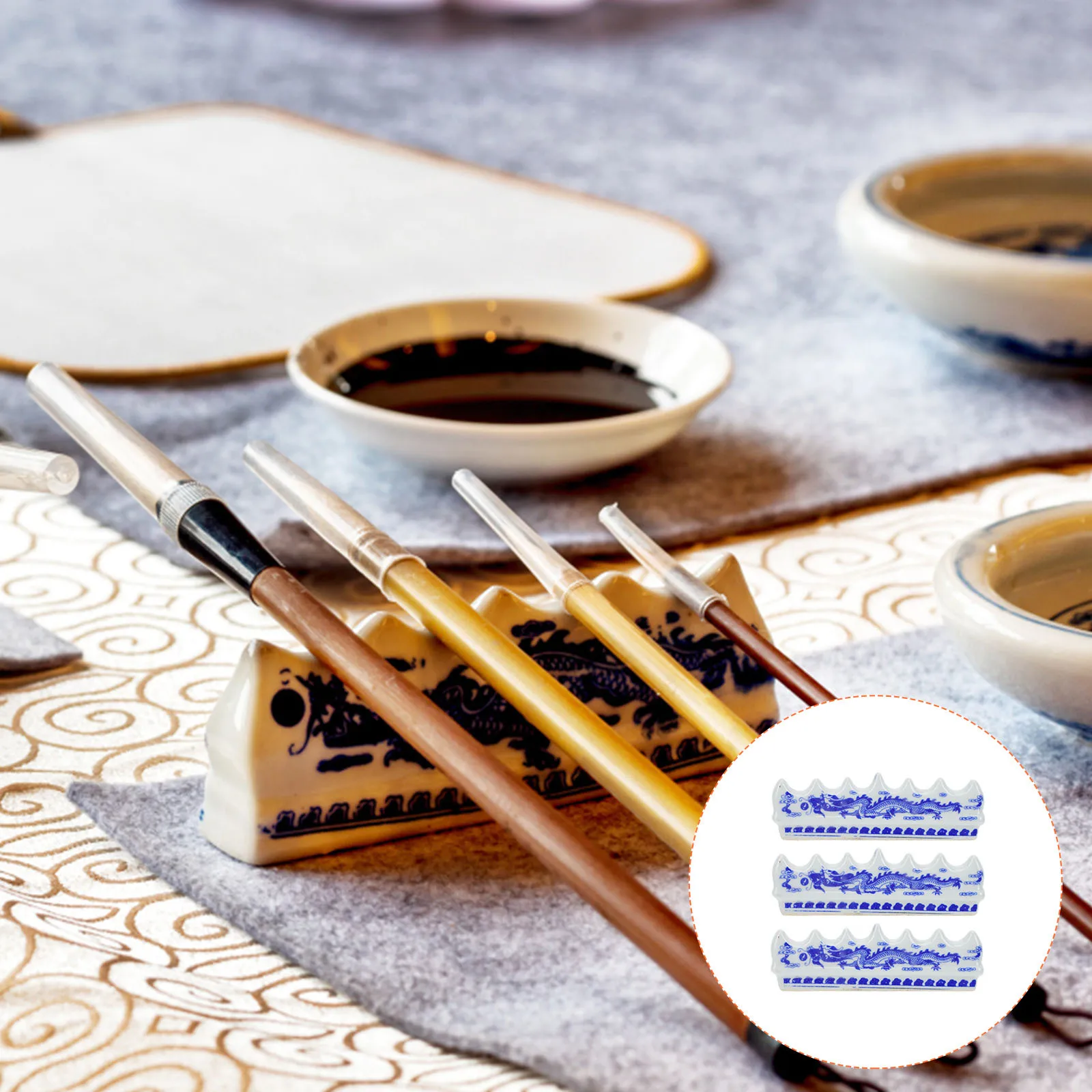 

3 Pcs Ceramic Paint Brush Holder Porcelain Rest Calligraphy Rack Writing Support for Artist Pen Holders
