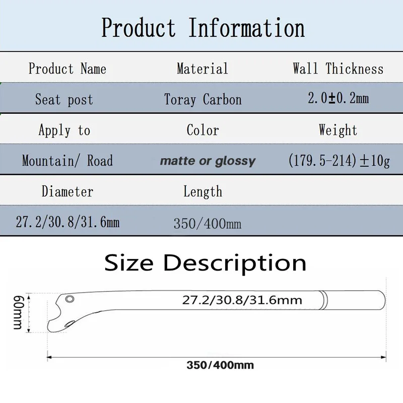Carbon Seatpost road bike mountain bike bicycle back seat post  offest 20mm 27.2/30.8/31.6mm  400mm bike parts