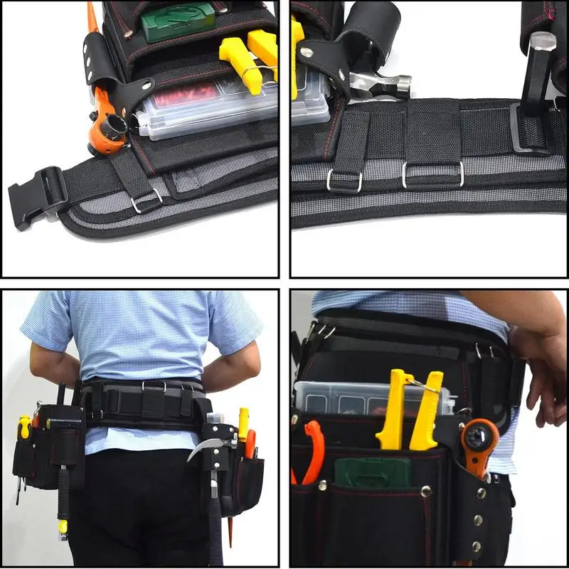 Utility Belt Pouch Electricians Work Belt Tool Pouches Heavy Duty Construction Belt For Woodworker Handyman Carpenter Men