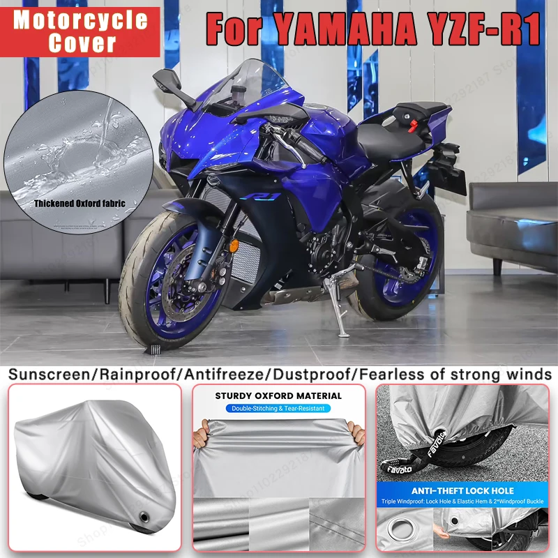 

For YAMAHA YZF-R1 No Ear Motorcycle Cover - Outdoor Full Body Protection, Waterproof Dustproof Sunscreen Accessory