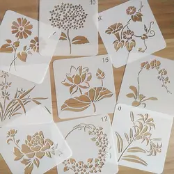 Pochoirs de dessin pour peindre des fleurs, feuilles d'herbe, école primaire, outils de peinture Ao.com, compte à main de bricolage