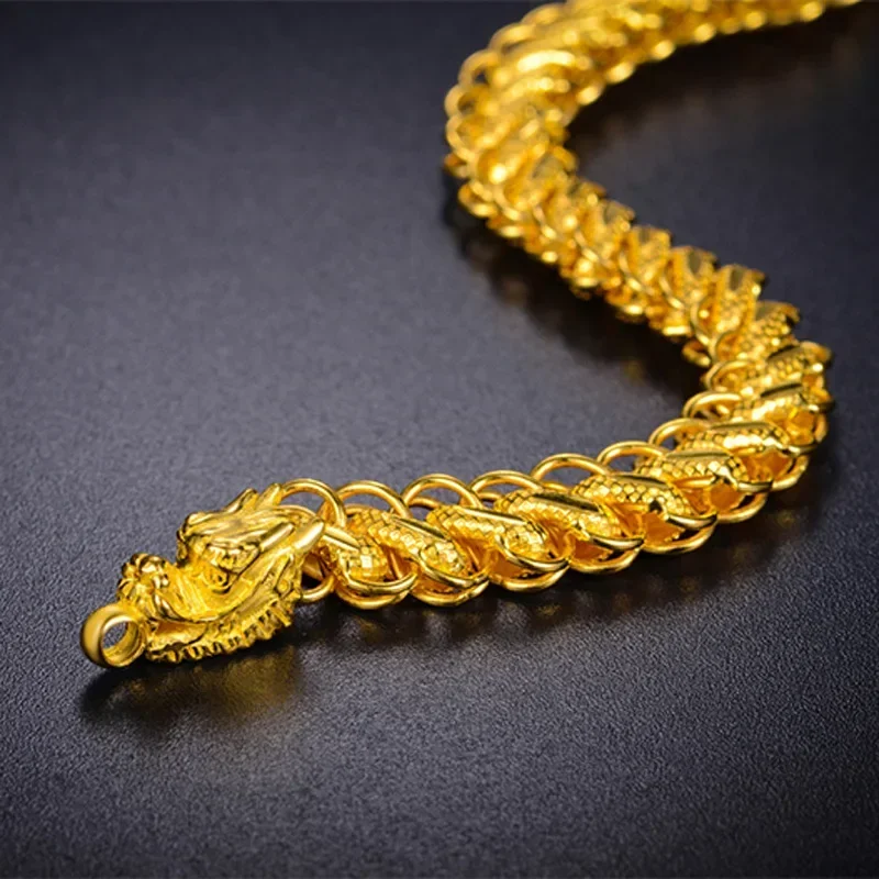 Pure Gold 18 KT Color Bracelets Jewelry for Men Bro Never Fade Gold Jewllery Birthday Wedding 18 K Gold Plated Bangles Bracelets