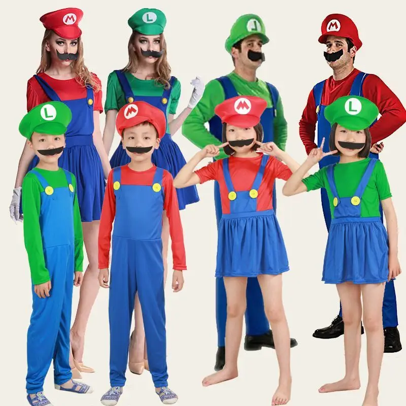 

Anime Character Super Mario Children's Clothes Cartoon Mario Role-playing Parent-child Dance Performance Clothes Children's Gift