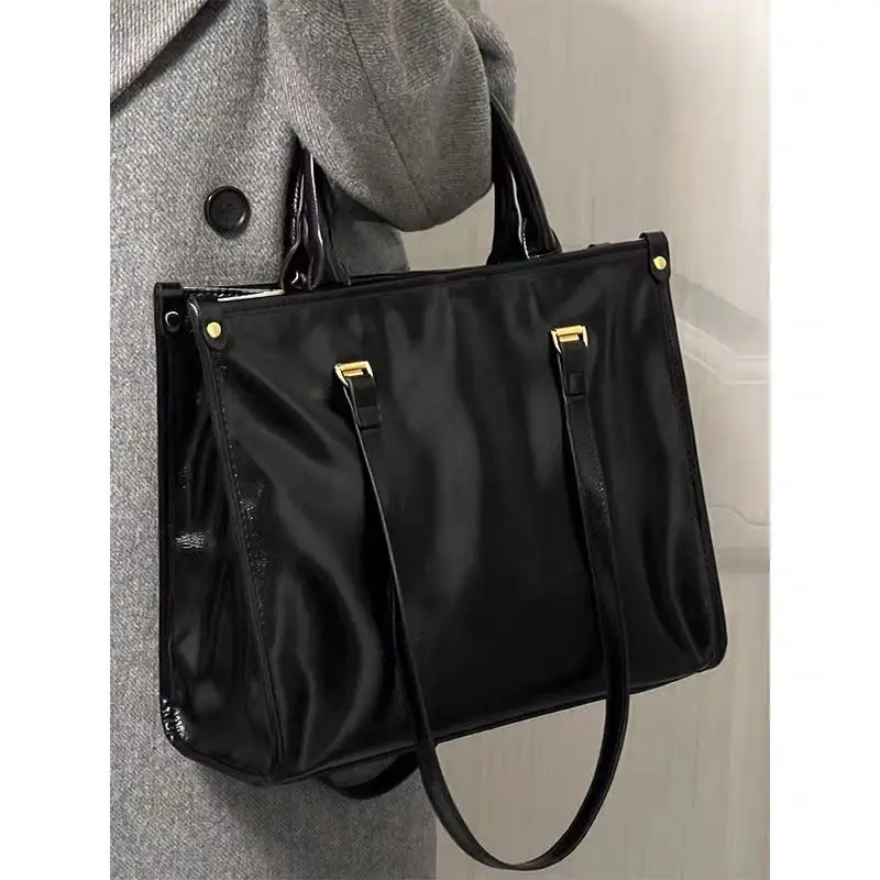 JIAERDI Large Capacity Black Tote Bag Women New Trendy Fashion Pu Leather Casual Handbag Ladies Vintage Shoulder Bags Aesthetic