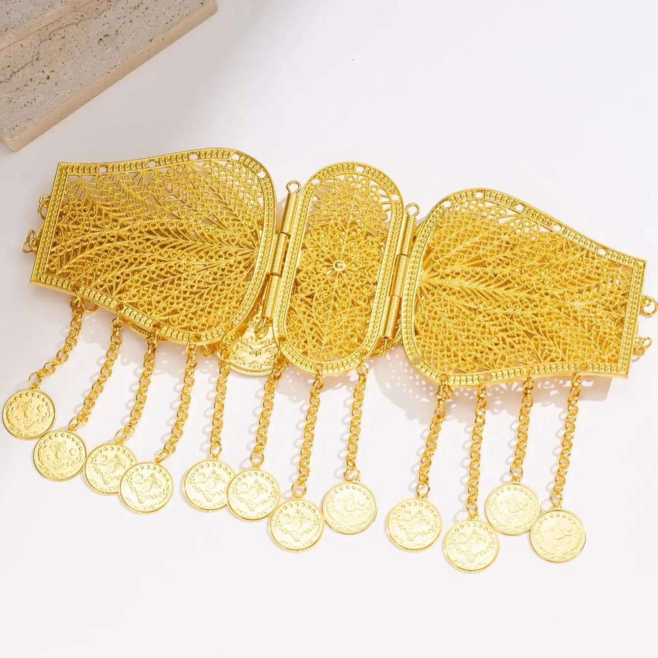 New gold plated turkish kurdish bridal jewelry waist band arabic women dress chain middle east women belts