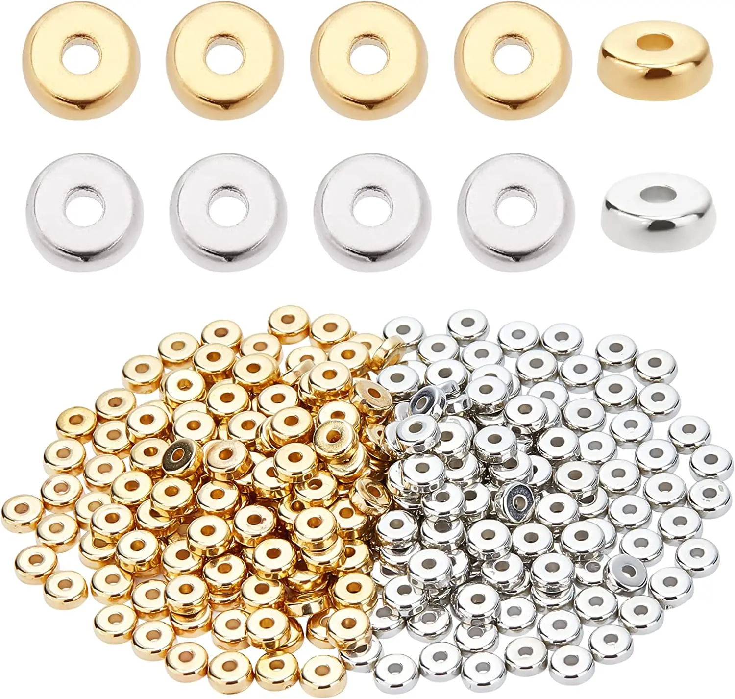 10-100pcs Copper Flat Round Loose Spacer Beads For DIY Bracelet Necklace Earring Jewelry Making Supplies Accessories Materials