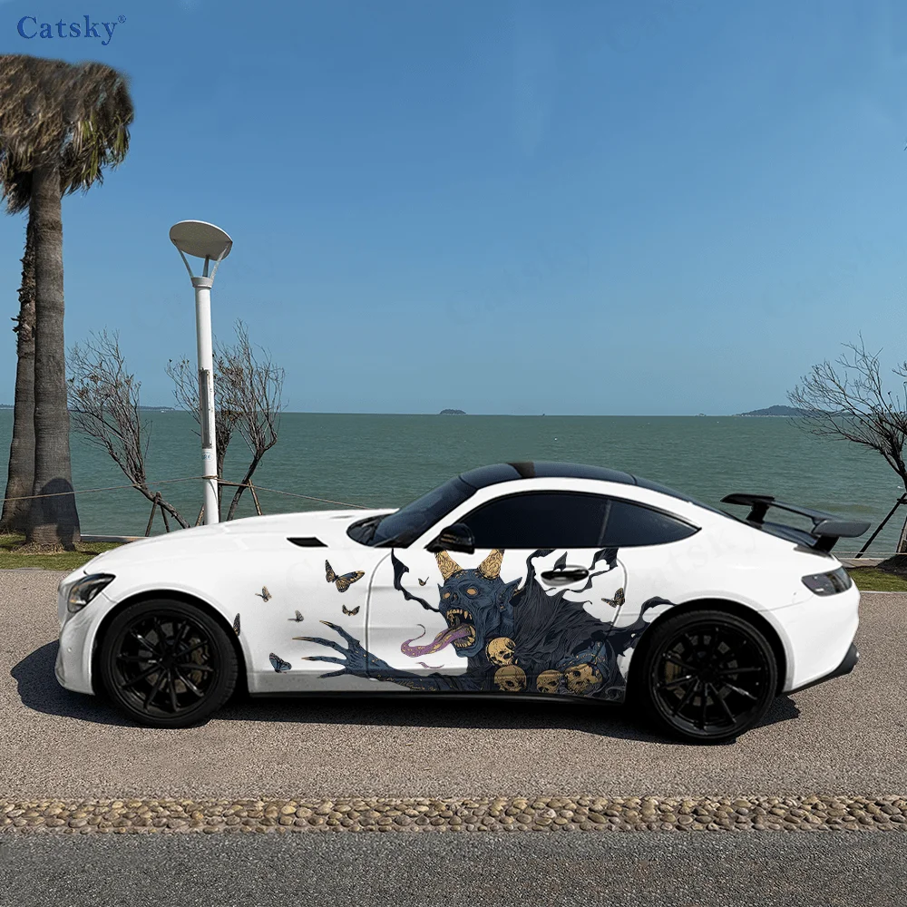 

Fanged Demons Skulls Car Side Sticker Decoration, PVC Waterproof Scratch Resistant Decal, Car Protection, Auto Accessories Gift