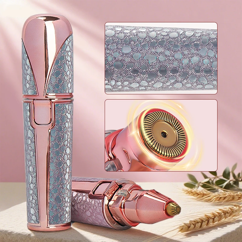 Depilazione viso ricaricabile 2 in1 e rasoio per sopracciglia - Rasoio viso indolore viso labbra corpo con luce LED integrata USB