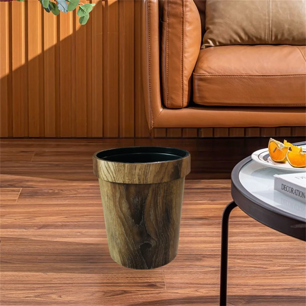 Square Large Capacity Trash Can Mimetic Wood Grain Toilet Paper Basket Household Retro Waste Bins