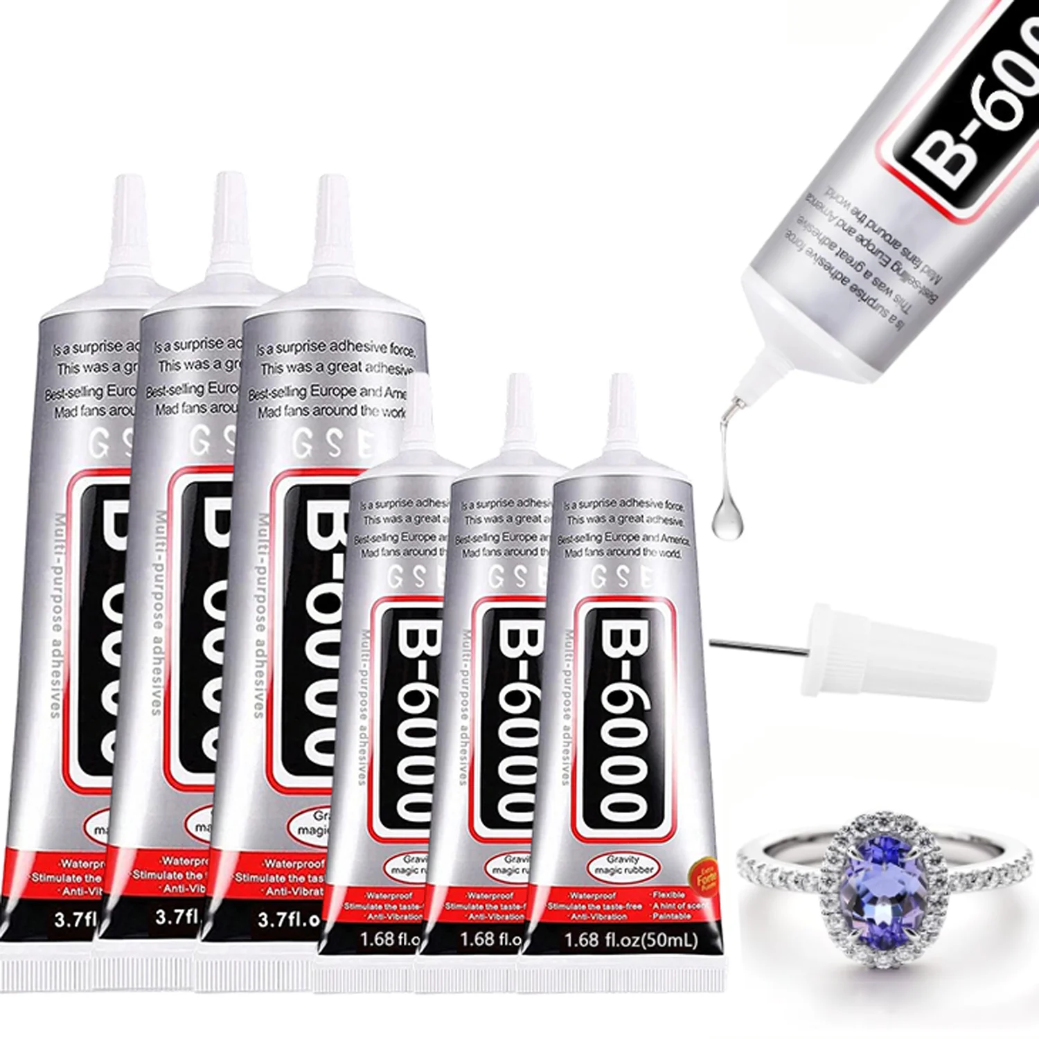 Pegamento Transparente B6000 para Joyería, Tela, Vasos, Manualidades con Pedrería, Arte de Uñas, Maquillaje, Zapatos, Teléfonos Celulares, Tabletas, Madera