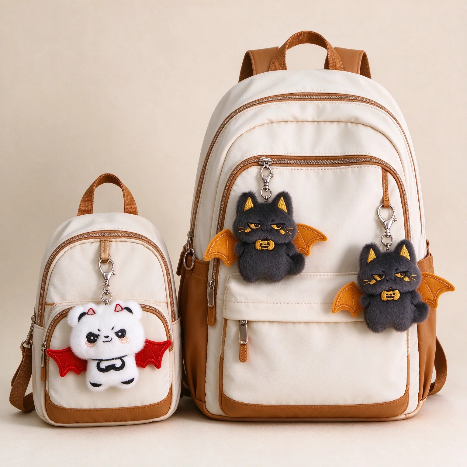 Halloween Plush Keychain Cute Bat Wing Animal Bag Charm Soft Plush Backpack Key Pendant Cartoon Doll Hanging Decor Party Gift