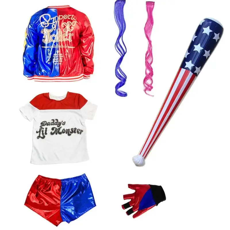 Bear's Den Suicide Cosplay disfraces Harley Squad Monster camisa Quinn chaqueta pantalones pulsera cinturón collar guantes Hallow nuevo 2025