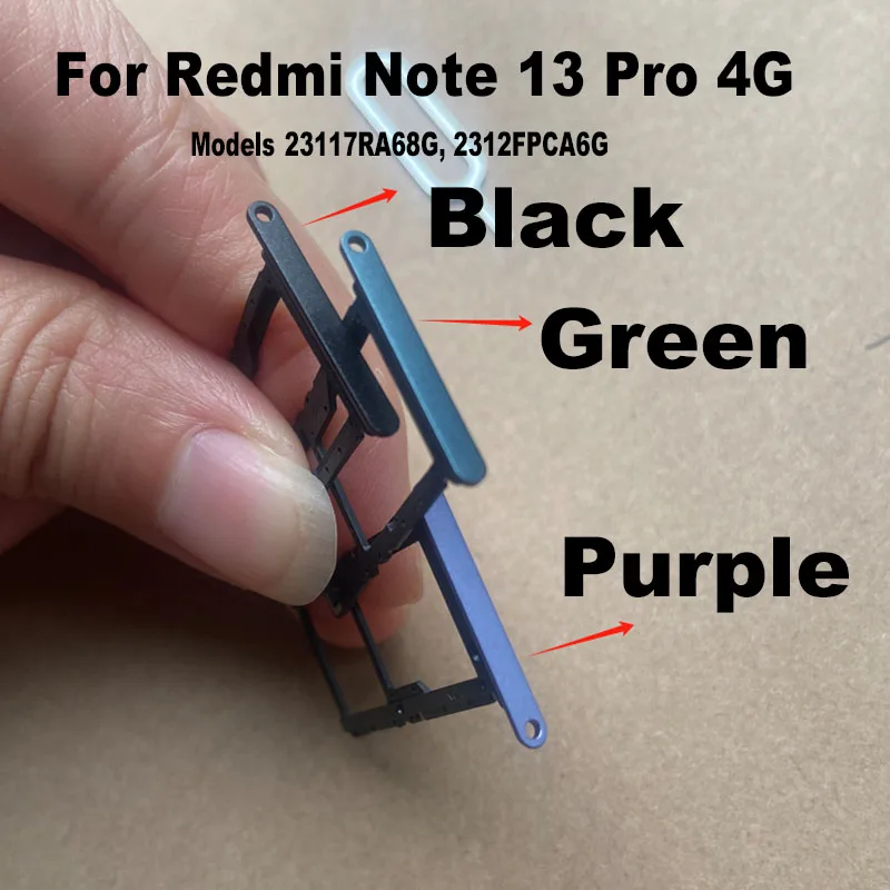 New For Xiaomi Redmi Note 13 Pro + Plus 4G 5G Sim Card Tray Slot Holder Socket Adapter Connector Repair Parts Replacement