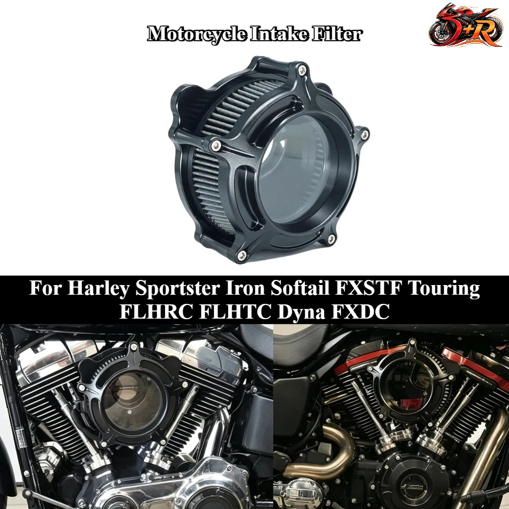 

New Turbine Clarion Air Cleaner Matte Black Intake Filter For Harley Sportster Iron Softail FXSTF Touring FLHRC FLHTC Dyna FXDC