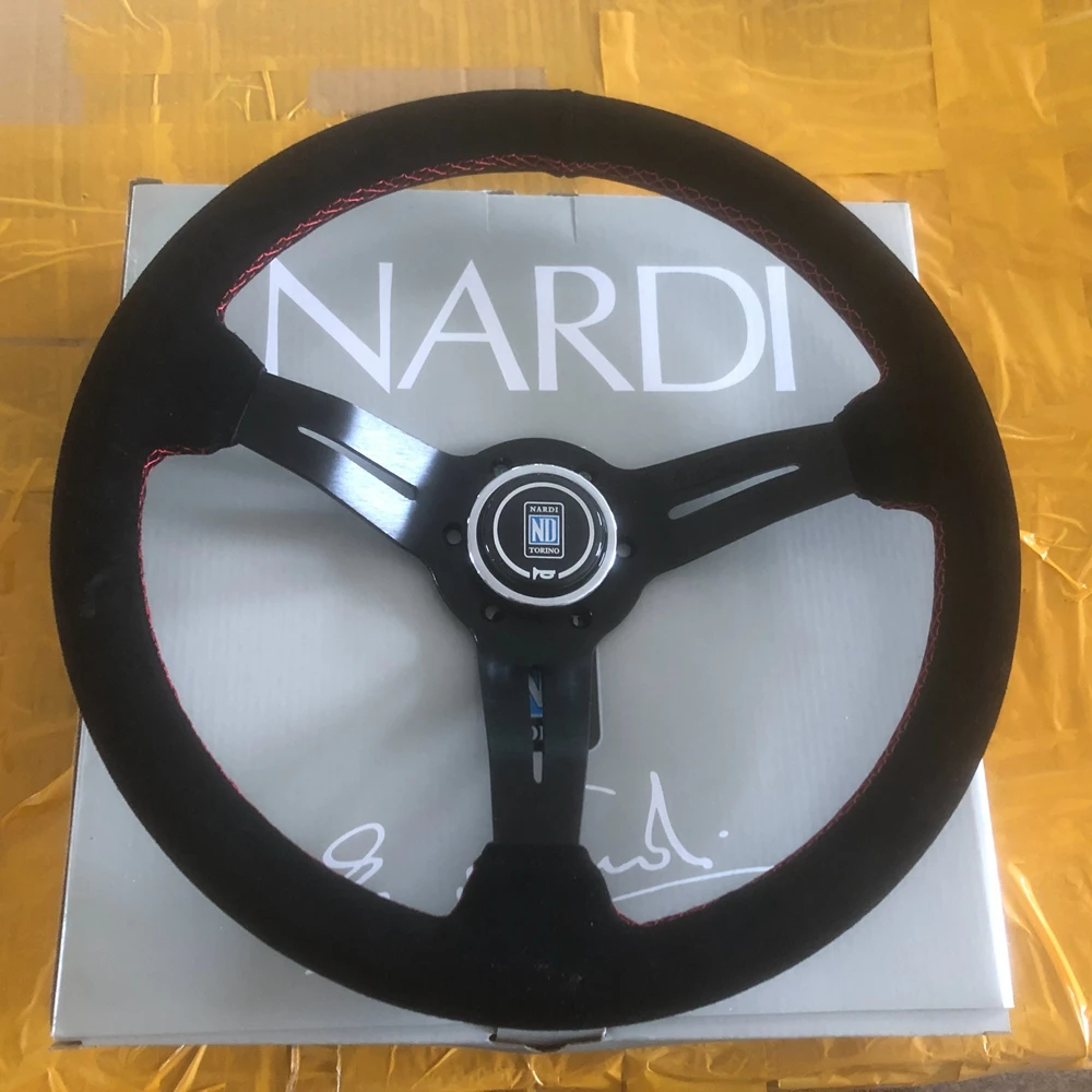 Racing JDM 14Inch NARDI Steering Wheel Universal Car Drift Suede Leather Steering Wheel Volantes For VW HONDA TOYOTA BMW Nissan