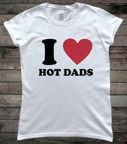 

Забавная футболка с надписью «I Love Heart Hot Dads»