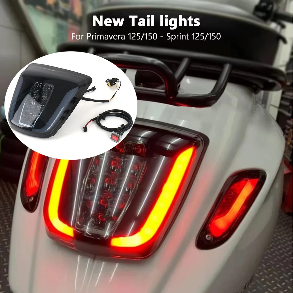 

New Motorcycle Tuning Accessories For Vespa Primavera Sprint 125 150 Rear Tail Light Taillight Brake Stop LED Lights Lamp