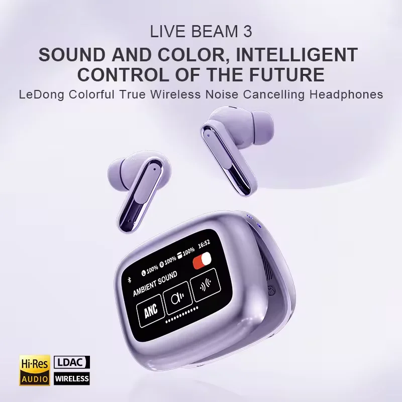 LIVE BEAM 3 High Quality True Wireless Earphone In Ear Full-Color Touch Screen Earbuds With Noise Cancelg And Hi-Res Audio