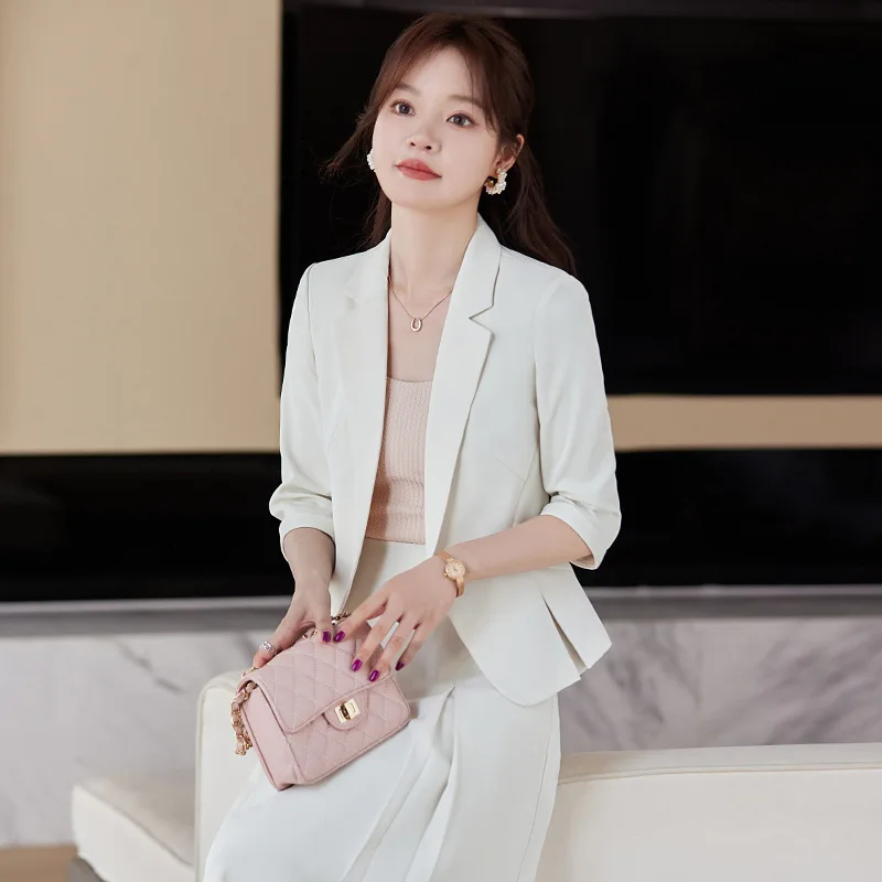 

Pink Suit Jacket for Women Spring and Summer New High-End Temperament Goddess Temperament Business Wear Overalls Suit Suit Skirt