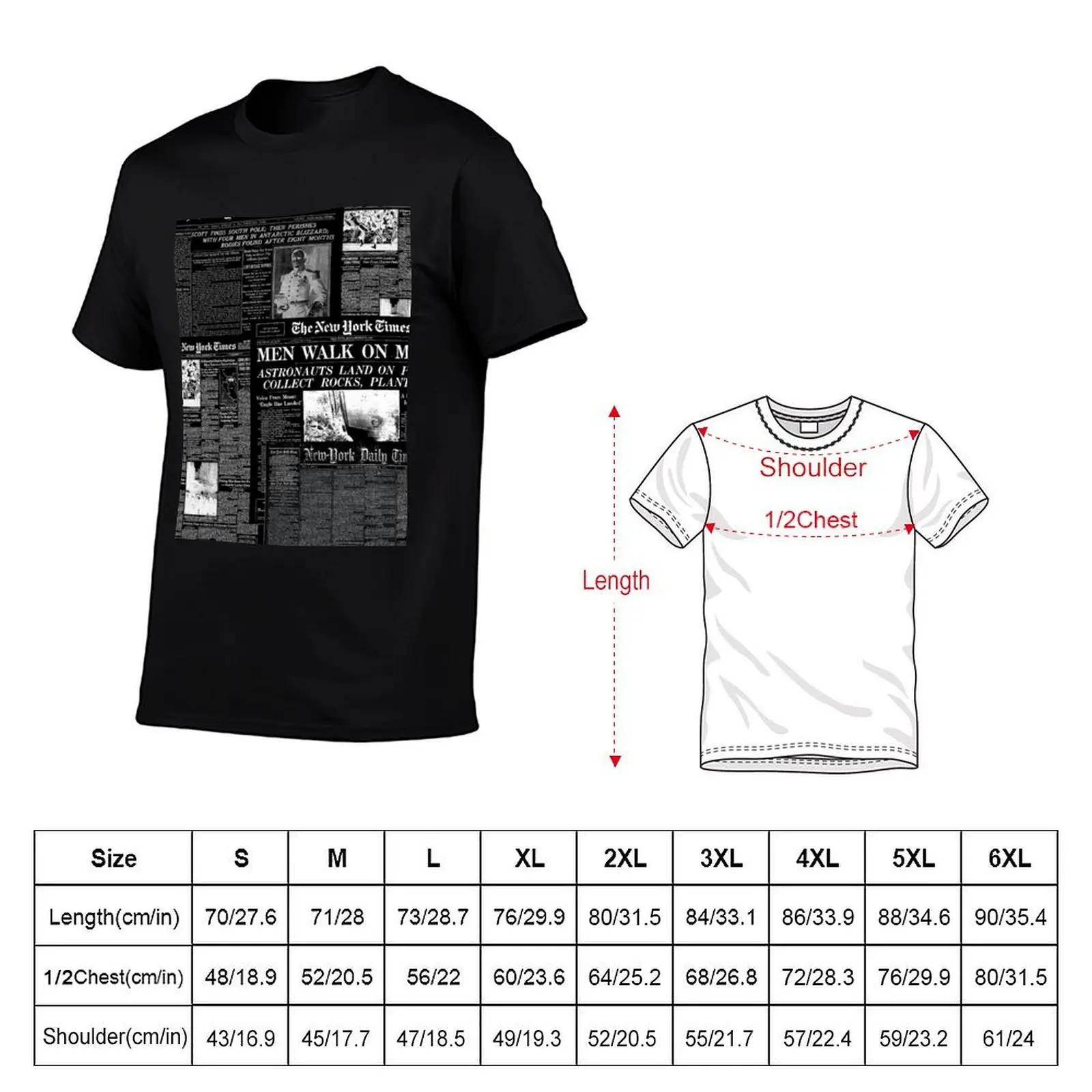 Newspaper print [black] T-Shirt graphic t shirts kawaii clothes anime figures plus size men clothing