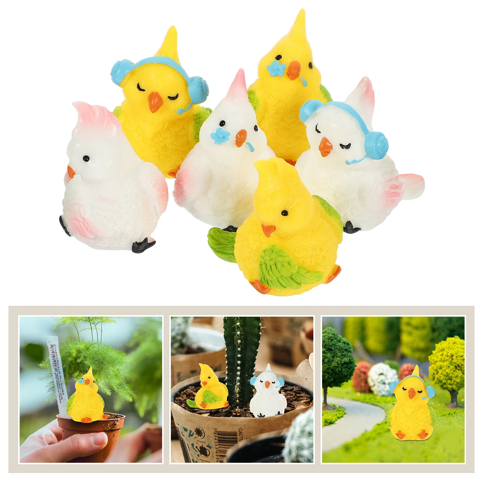 

12 Pcs Bird Ornaments Mini Scene Layout Decor Miniature Decoration Fairy Tiny Figurine Statues