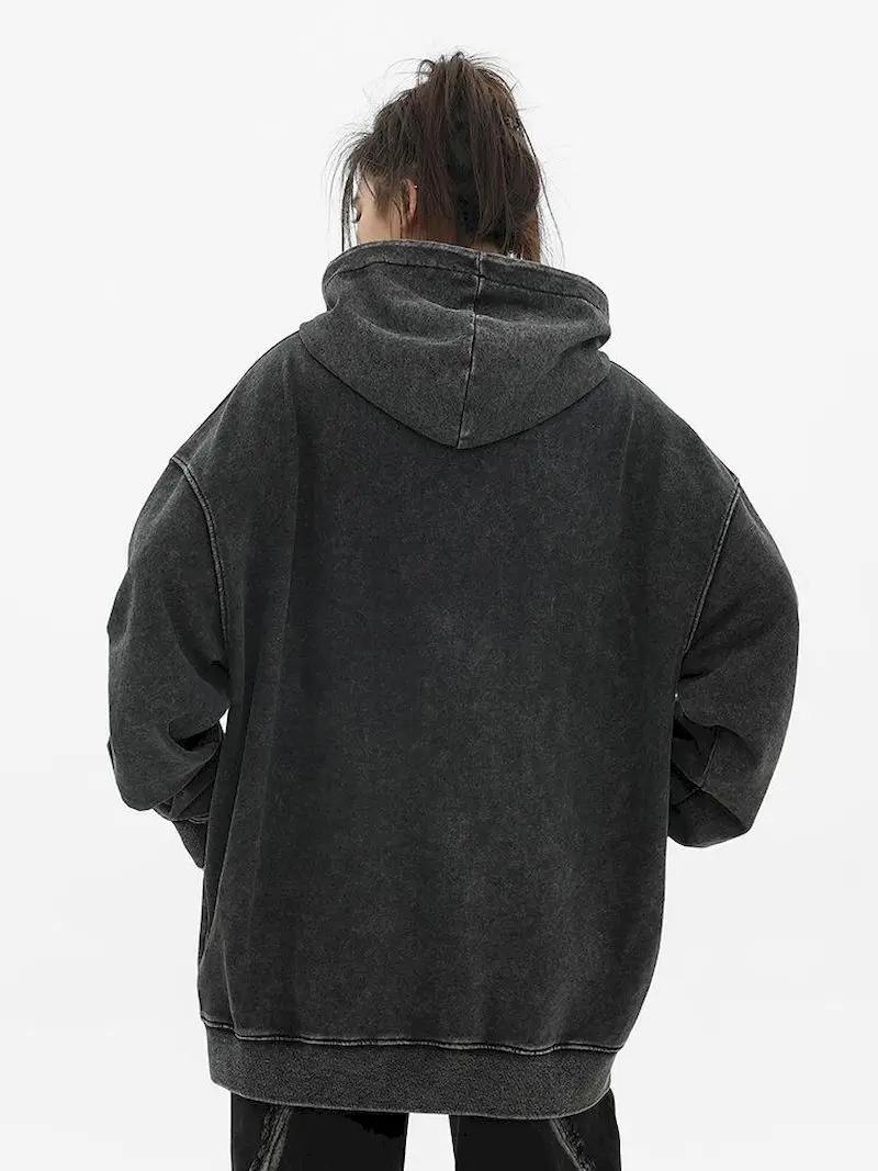 Oversized Hoodies for Women Men American Vintage Letter Hooded Sweatshirt High Street Couple Plush Hooded Coat Spring Autumn Top