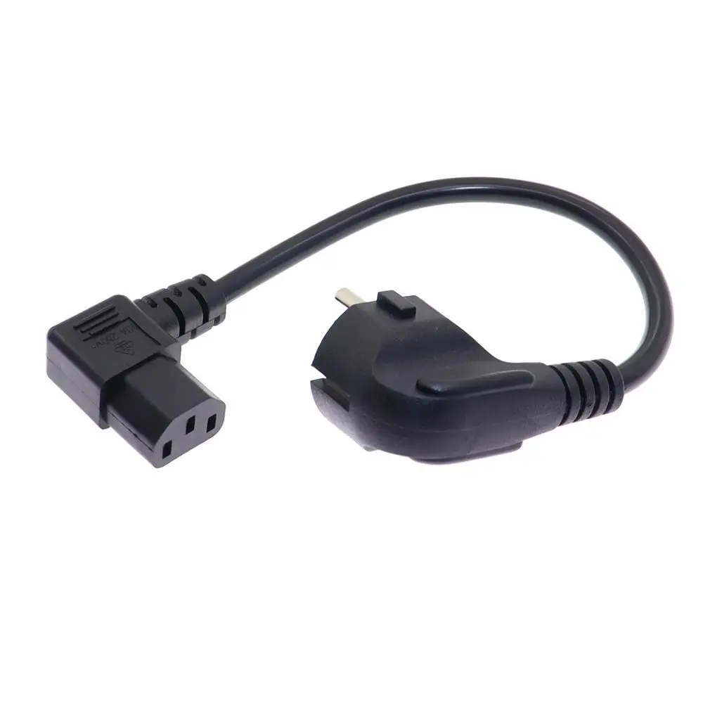 European 2 Pin Male to IEC 3 Pin Female ,Schuko to IEC C13 Angled 90 Degree AC Power Cord EU Adapter Extension Lead Cable