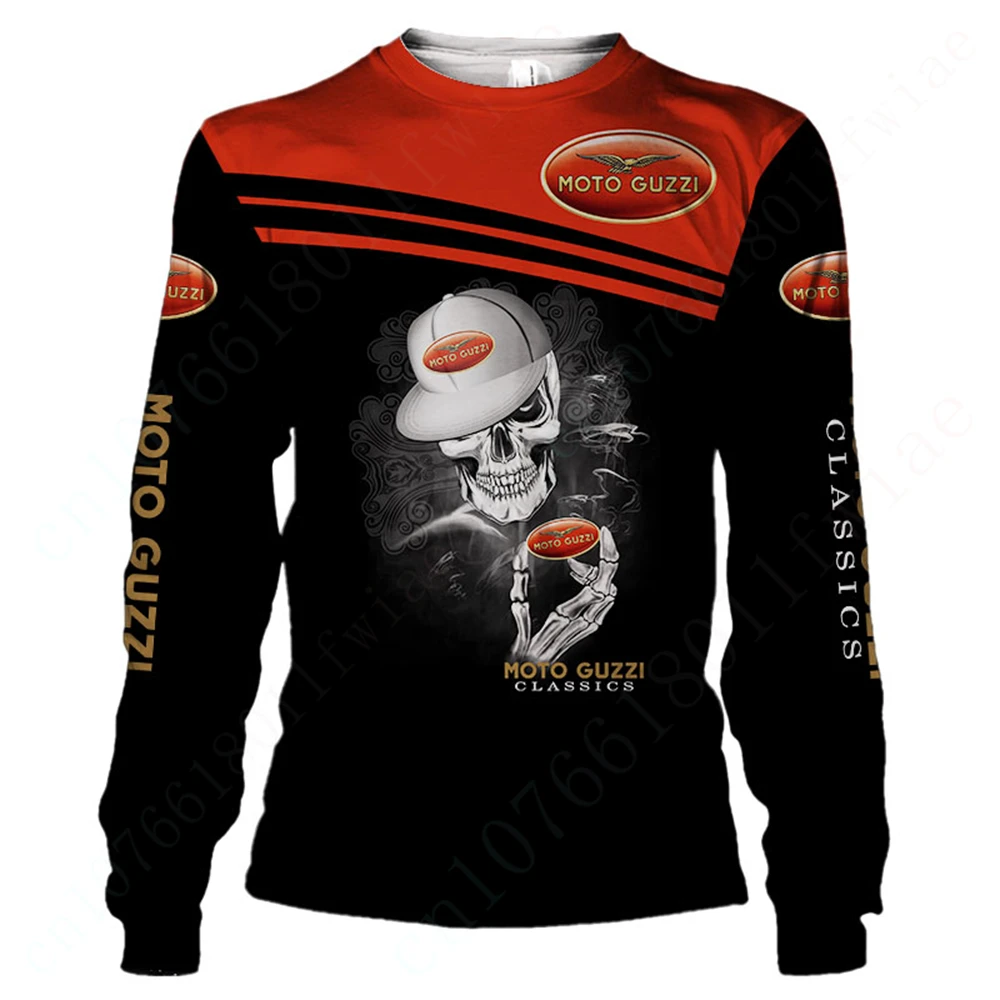 Camisetas informales de Moto Guzzi para hombres y mujeres, camiseta de Anime, sudadera Harajuku, secado rápido, cuello redondo, manga larga, ropa Unisex