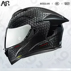 AR 12K Carbon Fiber Motorcycle helmet ECE DOT Approved Full face Double lens helmet Capacetes Lightweight Cascos para moto