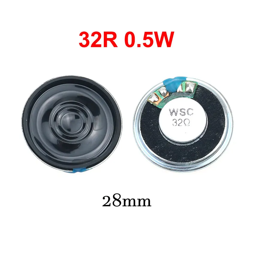 YuXi 1pc Ultra-thin Loud Speaker 32 Ohms 0.5 Watt 0.5W 32R Horn Diameter 23mm 28mm 36mm 40mm 50mm 57mm Loudspeaker