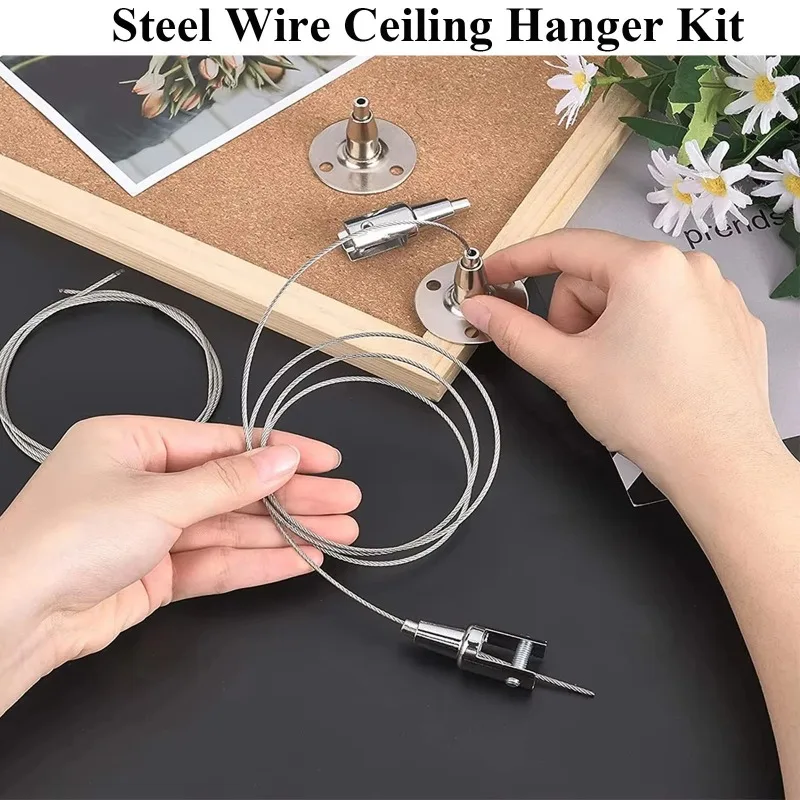 Adjustable Steel Wire Rope Hanging Kit Suspension Wire Cable Ceiling Hanger Suitable For Billboard Ceiling Acrylic Board Light