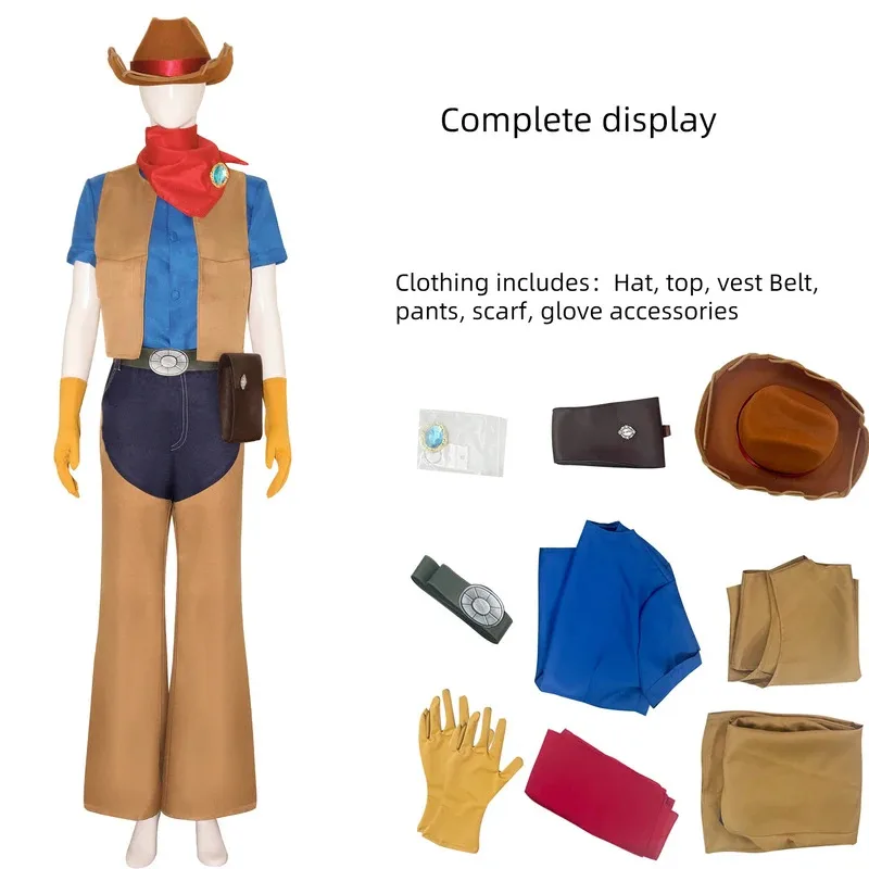 

Game Peach Blossom Show Time Cowboy Swordman Role Playing Costume Clothes Hat Full Set Halloween Role Playing Costume