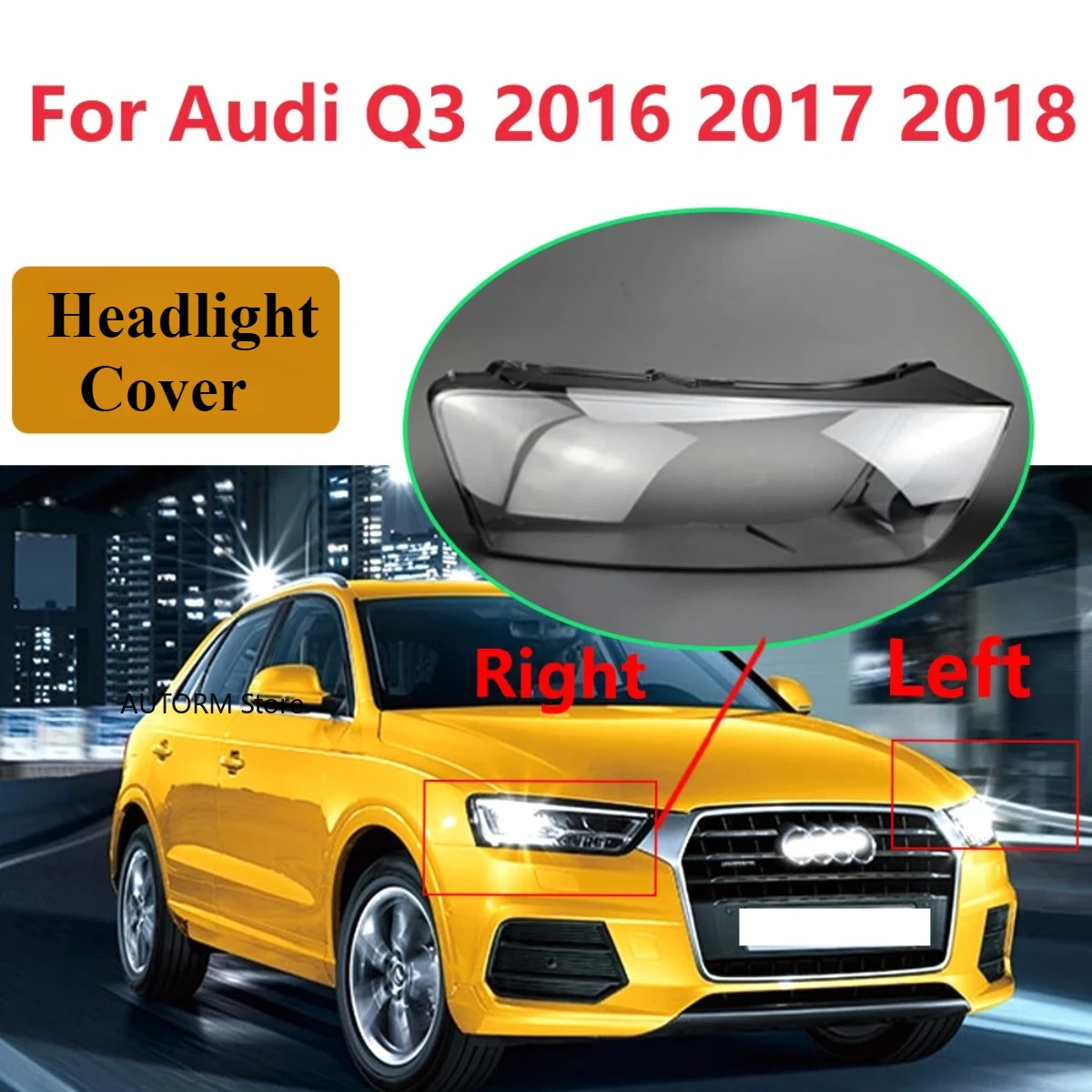 

Правая/левая крышка объектива автомобильной фары, абажур для Audi Q3 RSQ3 2016 2017 2018, крышка фары