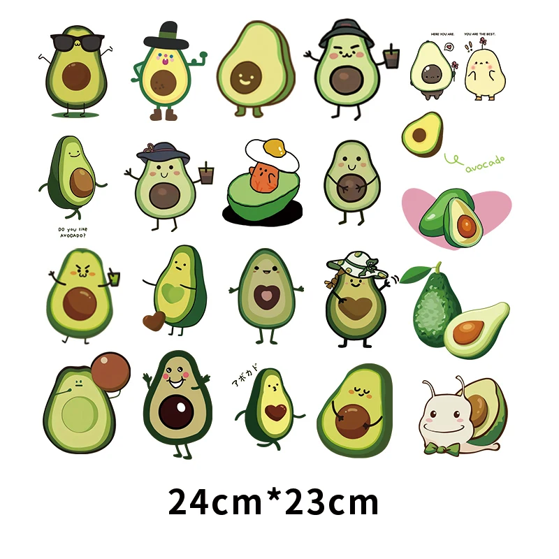 A Complete Set of Avocado Heat Transfer Patches DIY Eye Masks Kids Toys Iron-On T-Shirt Print Washable Patches