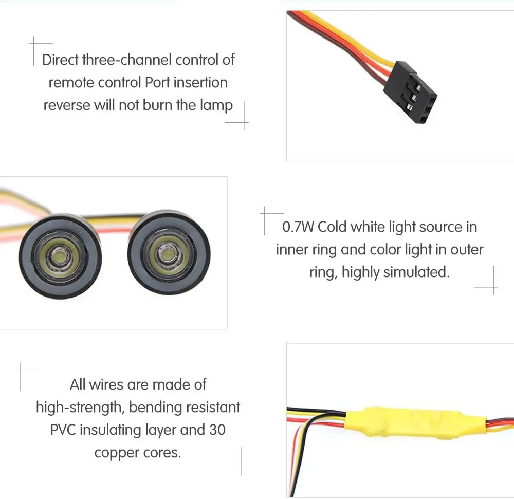 RC LED Light Kit Headlights Angel Eyes with 12 Modes for Traxxas TRX4 Axial SCX10 RC4WD 1/10 RC Rock Crawler Car Upgrade Parts