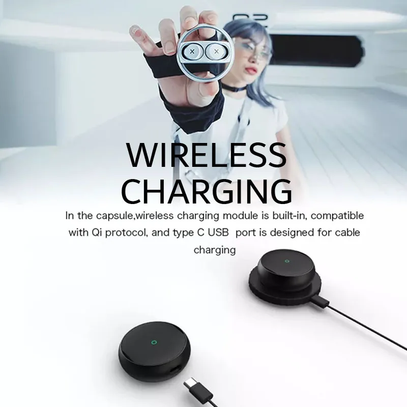 Wireless Headphones TWS SONGX Earbuds Bluetooth Earphones HIFI Stereo Noise Reduction Qi Charging With HD Call Microphone