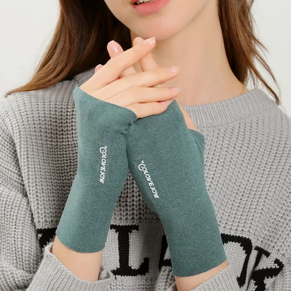 Fashion Elastic Solid Color Cloth Winterr Cold Proof Warm Gloves Women Mittens Fingerless Gloves Half-finger