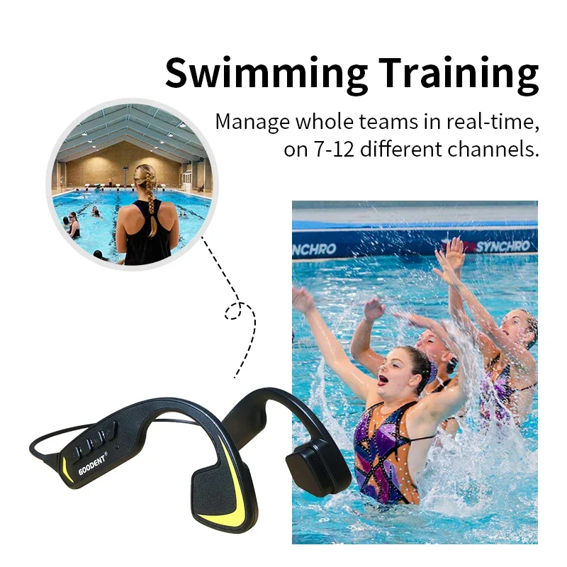 Goodent Open-Ear Bone Conduction Headphones Swimming Training 10 H912C Magnetic Charging Headset 1 H800 Transmitter Communicator