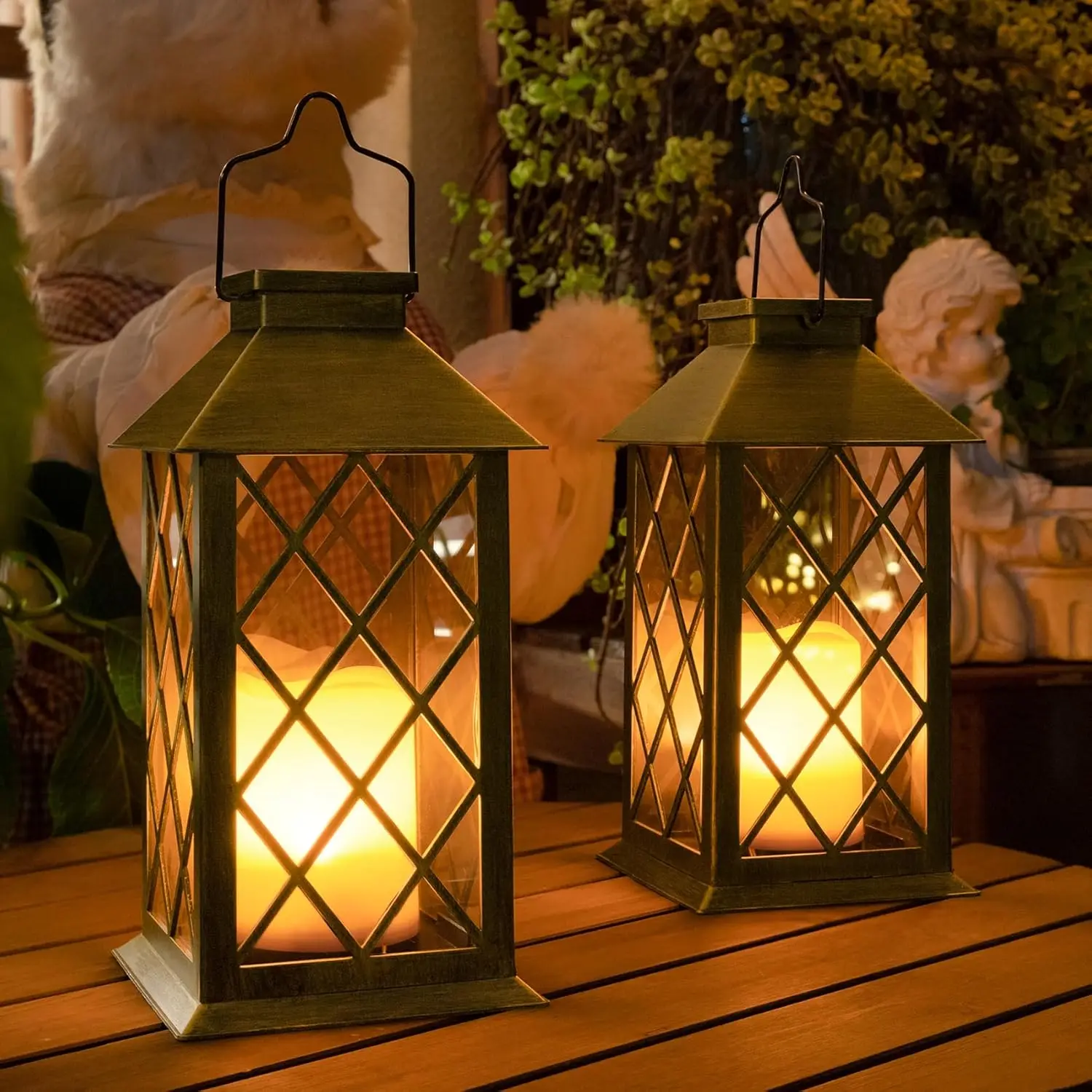 

14' Solar Lanterns Outdoor Waterproof Garden Lanterns Large Flickering Flameless Candle Mission Lights for Table,Outdoor