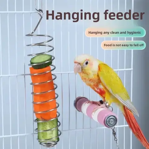 1/2Pcs Multi-Purpose Bird Feeder Stainless Steel Cage Hanging Basket Parrot Feeder Pet Feeding Rack Supplies for Bird Parrots