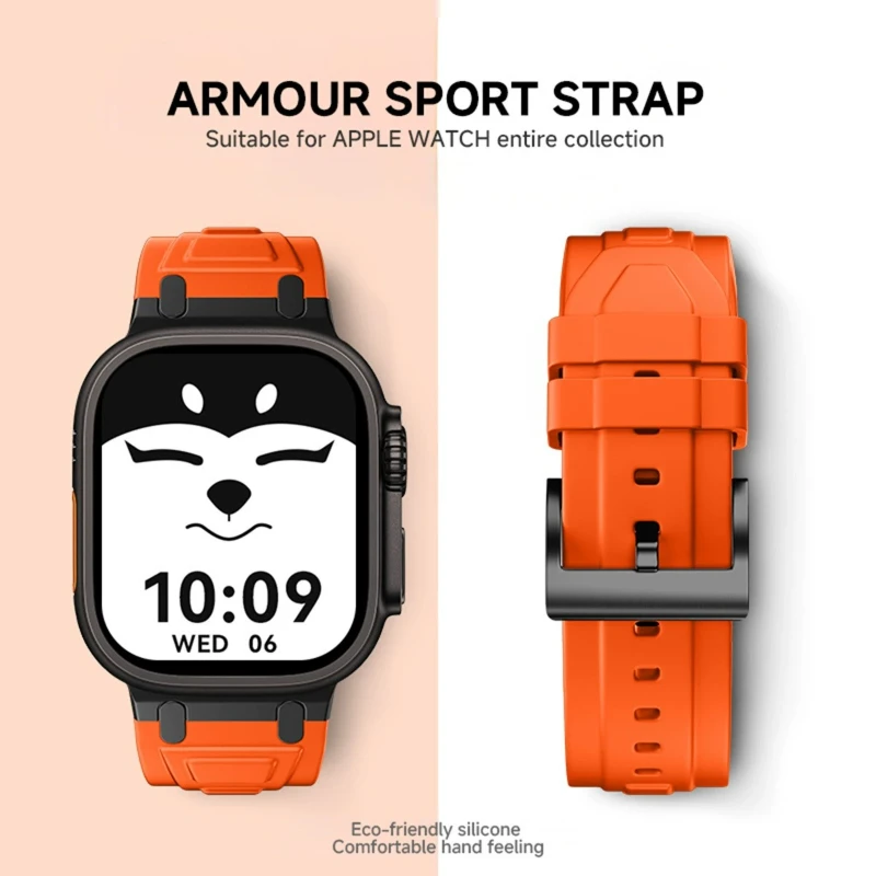 

High Elastic Silicone Strap with Metal Connector Compatible for Apple Watch 10 9 8 Ultra Replacement Smart Watch Band