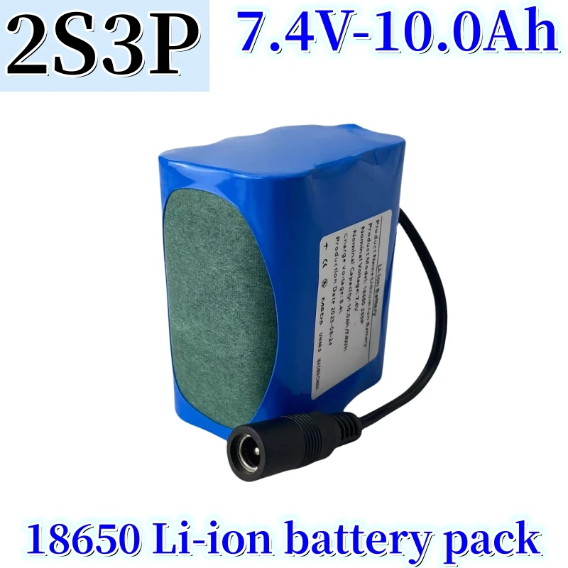 Paquete de batería de litio 18650 2S3P 10.0AH, luz LED de pesca, Altavoz Bluetooth, batería de iones de litio de 7,4 V