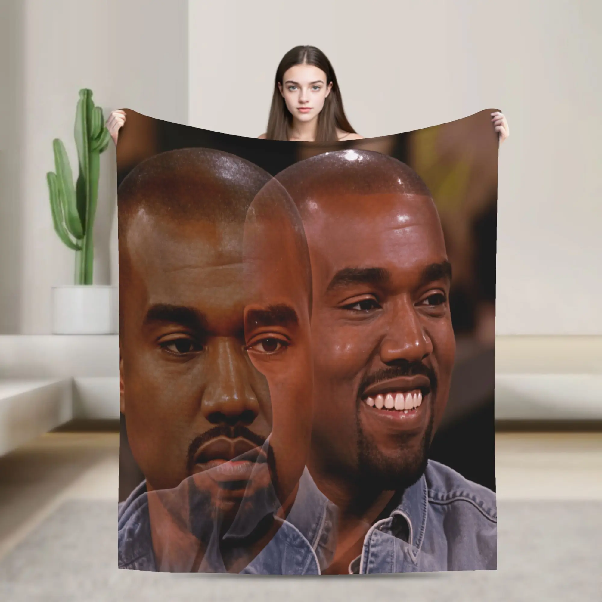 Kanye West Meme Flannel Blankets Winter  Warm Soft Throw Blanket for Kids Adult Living Room Graphic Bedspread Sofa Bed Cover