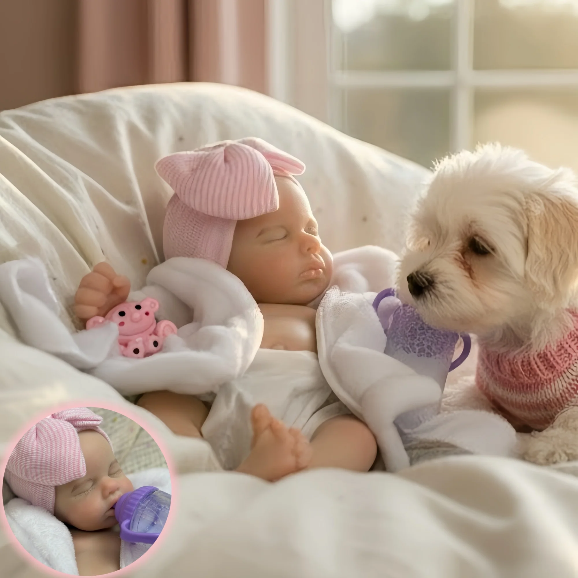 

AnjoDoll 2 Sets Of Clothes 13Inch Open Mouth Silicone Loulou Bebe Girl Washable Newborn Doll Toy Ideal Gifts Corpo De Silicone