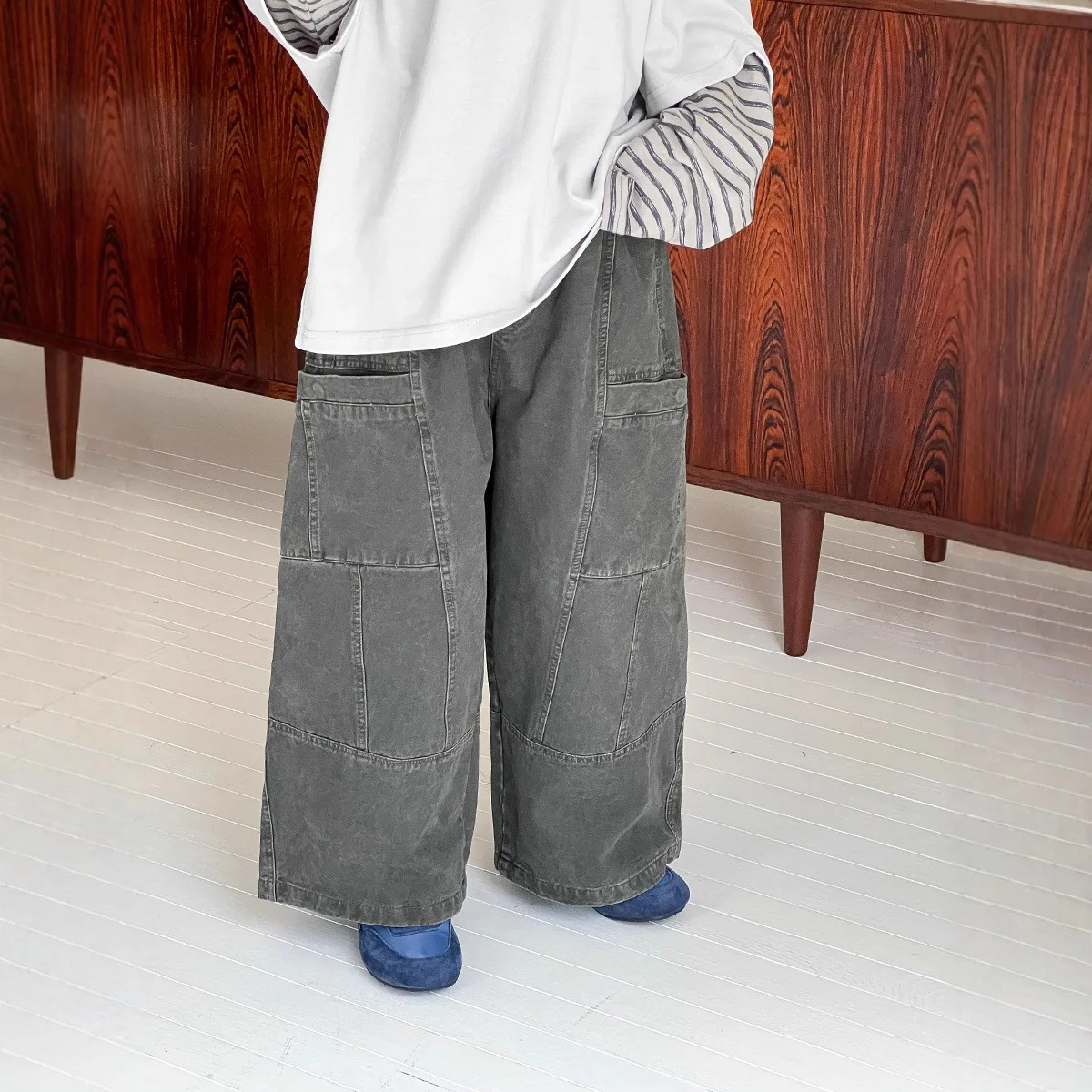 2026 Spring New Washed Casual Trousers Boys Straight Loose Overalls Foreign Style
