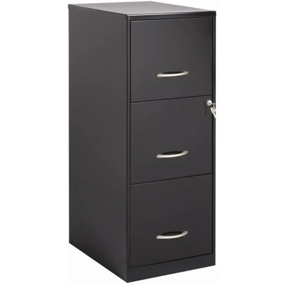 

3 Drawers 35.5" Vertical Black Metal Filing Cabinet Lockable Pre-Assembled Stationary Legal/Letter Size for Home, Office