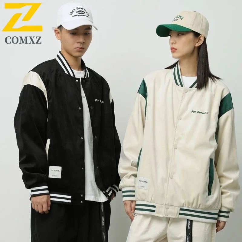 

COMXZ Casual Men Jacket Classic Baseball Collar Outdoor Walking Lightweight Coat Street Fashion Windproof Autumn Motorcycle Coat