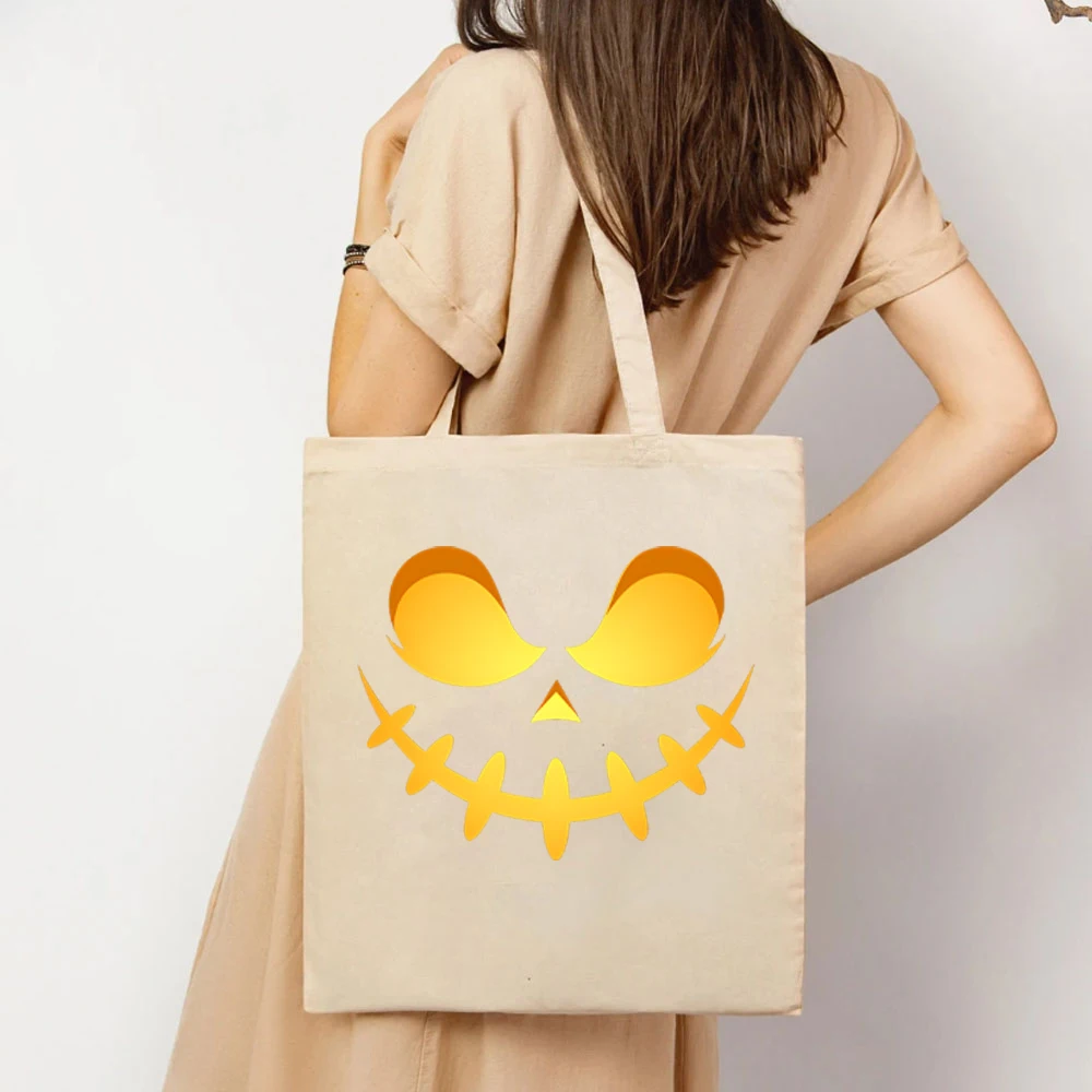 Halloween Pumpkin Face Tote Bag for Womens Pumpkin Face Women's Handbag's Cute Smiling Face Women's Tote Bags Halloween Handbags